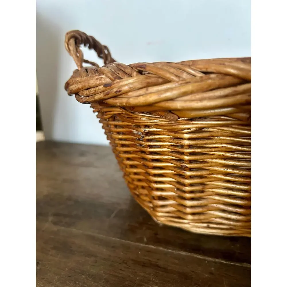 Vintage Wicker Handled Basket | Shabby Chic | Cottagecore | Farmhouse